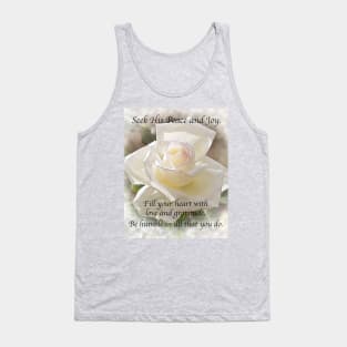 Seek His Peace: White Rose Bloom Tank Top